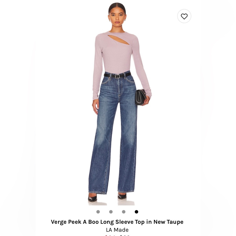 NWT LA made peak a boo long sleeve top in taupe XS